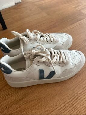 Veja White Sneakers with Navy V Logo